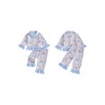 thumbnail image 2 of RUINIXCW Toddler Baby Girl Spring Fall Winter Pajamas Set Kids PJS Sleepwear Floral Print Ruffled Button Down Collar Long Sleeve Shirt Tops Pants Set, 2 of 10