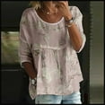 thumbnail image 2 of GZWYHT Boho Floral 3/4 Sleeve Tunic Top Loose Fit Tunic Top Floral Blouses for Women Women's Boho Tops Puff Sleeve Peplum Tops Plus Size Bohemian Clothes Women's Summer Tops Pink 2XL, 2 of 3