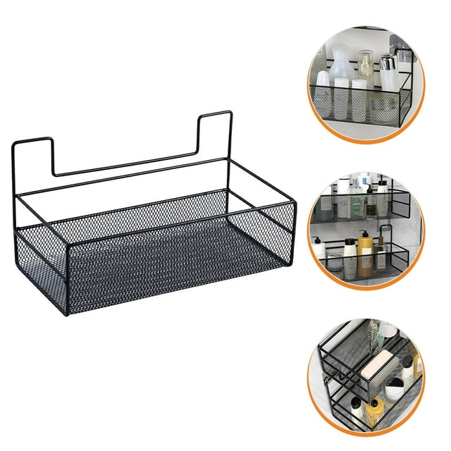 IDEANATEGRATE Estante Organizador De Pared Negro Para Con Cesta Para Almacenamiento Sin Montaje