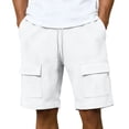 thumbnail image 2 of Nmnitkp Mens Shorts Waffle Knit Cargo Shorts Elastic Waist Drawstring Multi-Pocket Lightweight Breathable Casual Summer Athletic Shorts White,2XL, 2 of 6