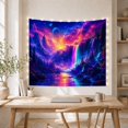 thumbnail image 5 of Mountain Lake Fantastical with Detailed Cascading Waterfall Flows, Mystical Fantasy for Space Lovers, Galaxy Room Decor, Graduation Gift, Tapestry Wall Hanging for Bedroom and Dorm, 5 of 7