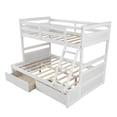 thumbnail image 4 of White Detachable Bunk Bed Twin Over Full for Kids with 2 Storage Drawers, Premium Pine Wood Bunk Bed Frame with Ladder and Guardrails for Toddlers, Teens Bedroom, Guest Room, No Box Spring Needed, 4 of 7