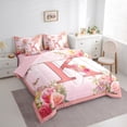 thumbnail image 4 of Homewish Girl Personalized Gifts 7-Piece Twin Bedding Sets,Pink Latter K Bedding Comforter Set,Rustic Flower Butterflies Sheet Sets For Girls Teens,Lightweight Room Decoration Reversible, 4 of 9