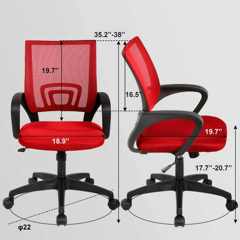 Home Office Chair Mesh Desk Chair Computer Chair with Lumbar Support Flip  Up Arms Ergonomic Chair Adjustable Swivel Rolling Executive Mid Back Task