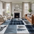 thumbnail image 2 of Navy Blue Plaid Large Area Rugs for Bedroom Living Room, Soft Non Slip Carpet Bedside Rug, Farmhouse Animals Tree Vintage Rectangular Floor Cover Kitchen Accent Rug 5'x8' for Dining Room/Office, 2 of 9