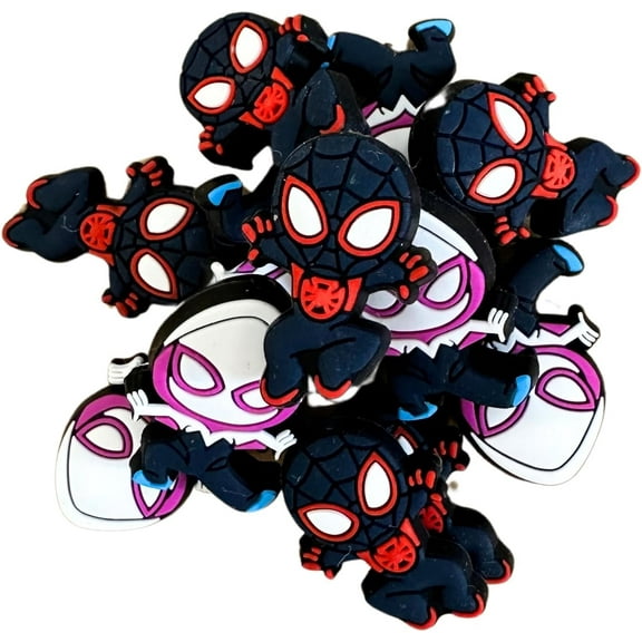 Spider Silicone Focal Bead Set  12 Pc Mixed Pack Multi Verse Spidey Bulk Wholesale Man Keychain Making Kit Beaded Pen Freshie Hanger Character Superhero