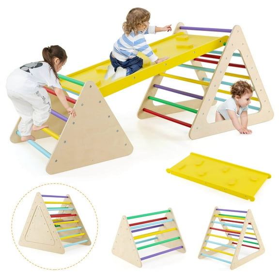Infans 5 in 1 Montessori Triangle Set 3PCS Wooden Toddler Climbing Playset w/ Nesting Large