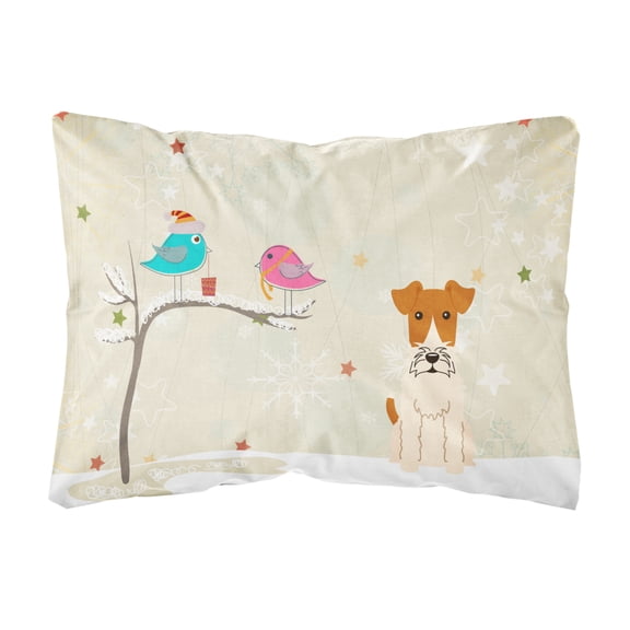 Carolines Treasures BB2573PW1216 Christmas Presents between Friends Fox Terrier - Wire Canvas Fabric Decorative Pillow,