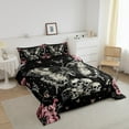 thumbnail image 3 of Manfei Moth Skull Bedding Sets Full with Comforter,Happy Halloween Duvet Insert,Floral Butterfly Comforter Sets Full Size,Breathable Teens Bedroom Decor,Reversible,3pcs, 3 of 8