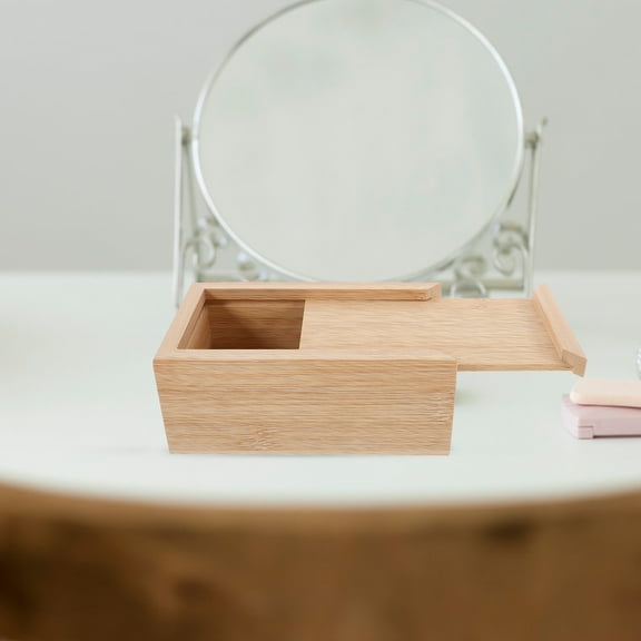 Rustic Wooden Organizer Box with Sliding Lid for Jewelry and Sundries Storage 1 Set