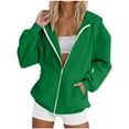 thumbnail image 2 of Atogsazn Women's Zip Up Oversized Hoodies Long Sleeve Hoodie Pullover Sweatshirt Fleece Fall Clothing Tops Outwear Green XXL Fashion, 2 of 3