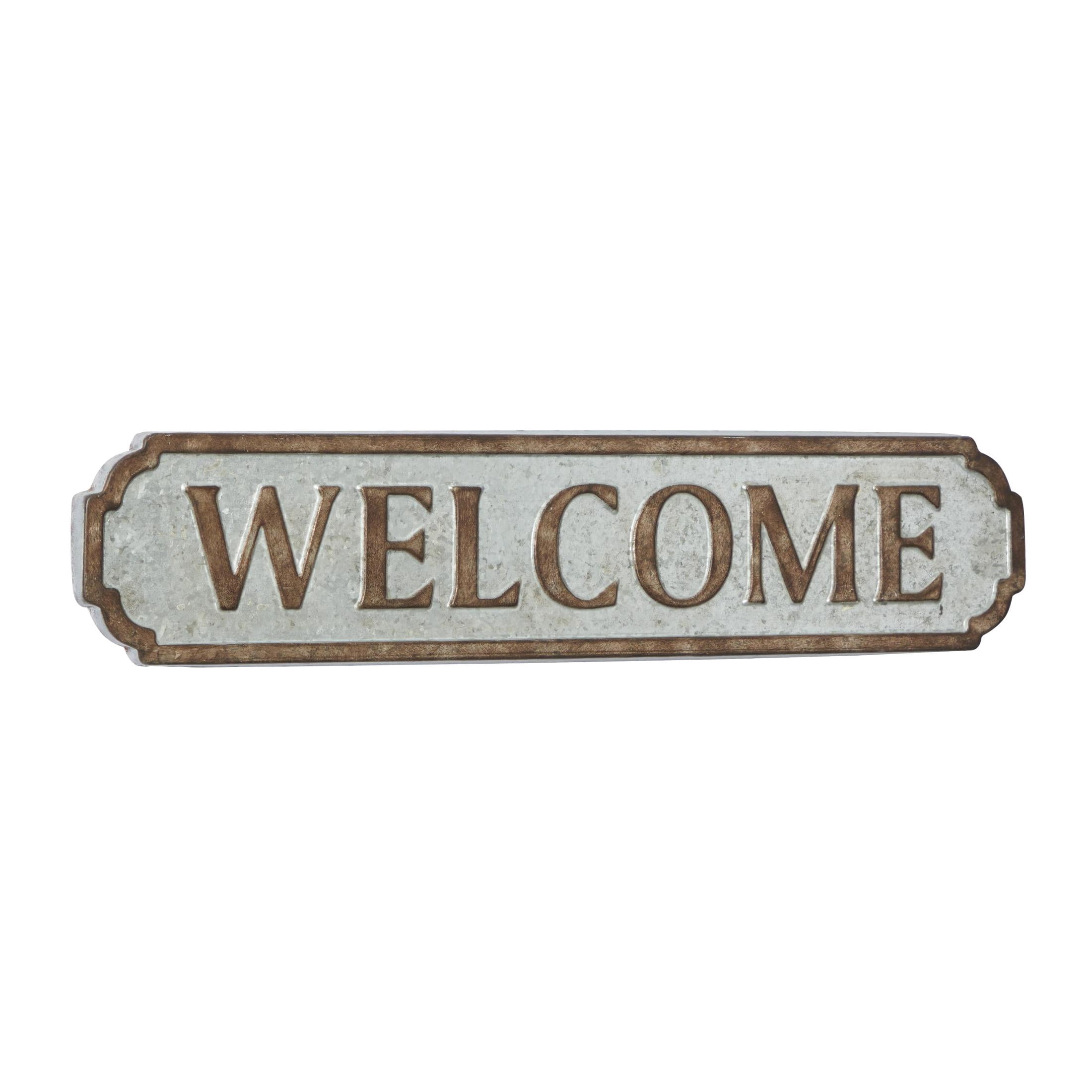 DecMode Brown Metal Welcome Sign Wall Decor