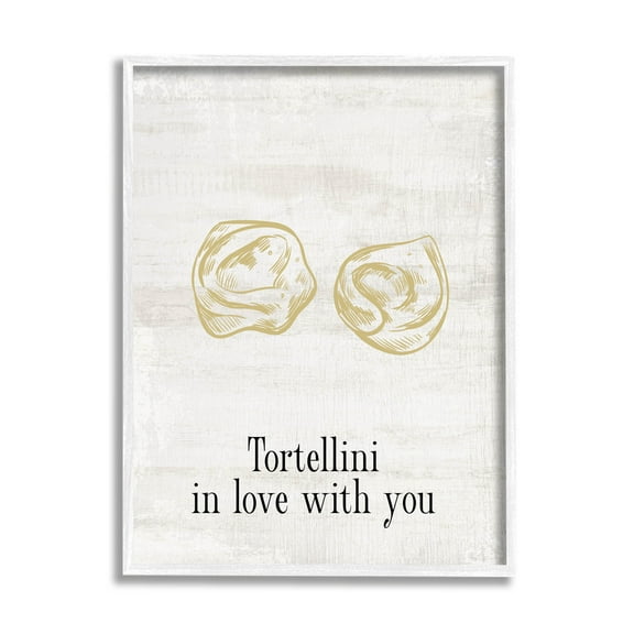 Stupell Industries Tortellini In Love With You Humor Graphic Art White Framed Art Print Wall Art, Design by Lil' Rue