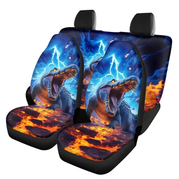 Uourmeti Planet Crocodile Pattern Design Car Seat Covers Breathable Car Seat Covers Full Set Trendy Accessories Durable Light Fit for Truck Trucks