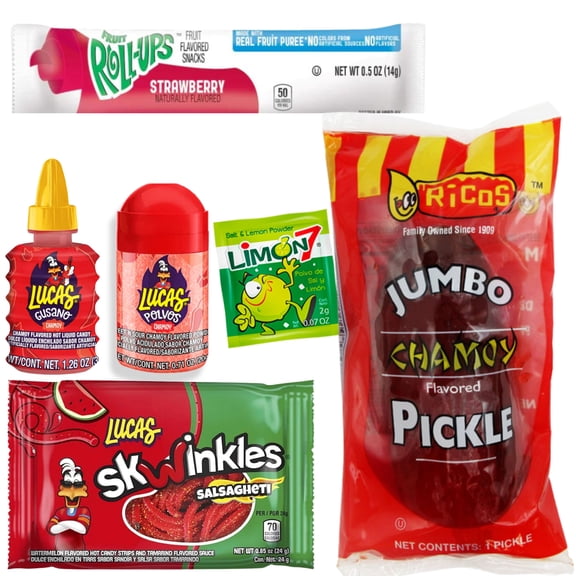 Ma Lit Candy Chamoy Pickle Kit - Includes Ricos Chamoy Pickle, Takis Fuego, Lucas Swinkles Salsaghetti & Other Mexican Candy