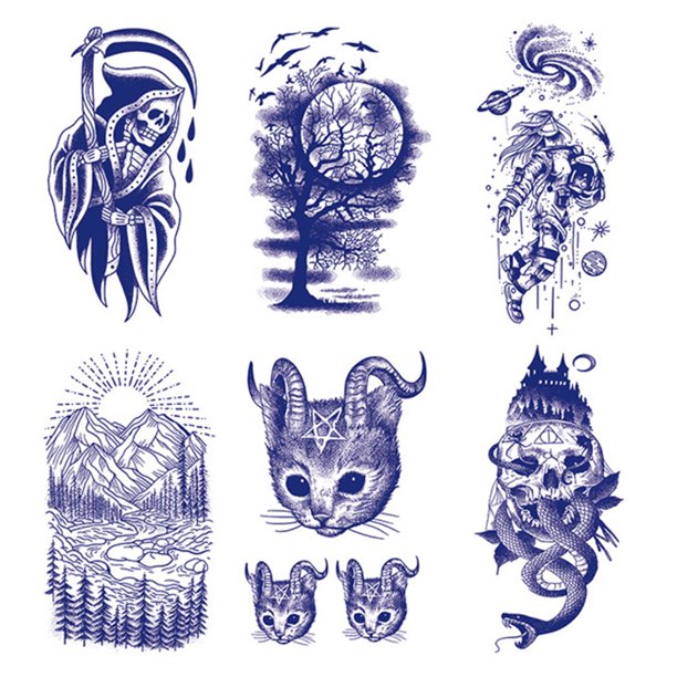 Pegatinas Tatuaje Semipermanentes Brazo Tatuajes Marcador Corporal 190x120 Mm (Animal)