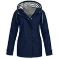 thumbnail image 2 of Casual Utility Raincoat with Large Flap Pockets and Striped Lining Highlighting Solid Color Design and Loose Fit Cut Navy XXL, 2 of 6