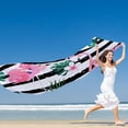 thumbnail image 5 of GZHJMY Women Girls Long Silk Scarf, Black and White Striped Flamingo Summer Lightweight Shawl, Outdoor Floral Large Wrap 71X35 Inch, 5 of 5