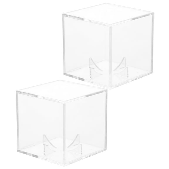 2 Pcs Highly Transparent Square Acrylic Baseball Dustproof Storage Display Box Collection 2pcs Vertical