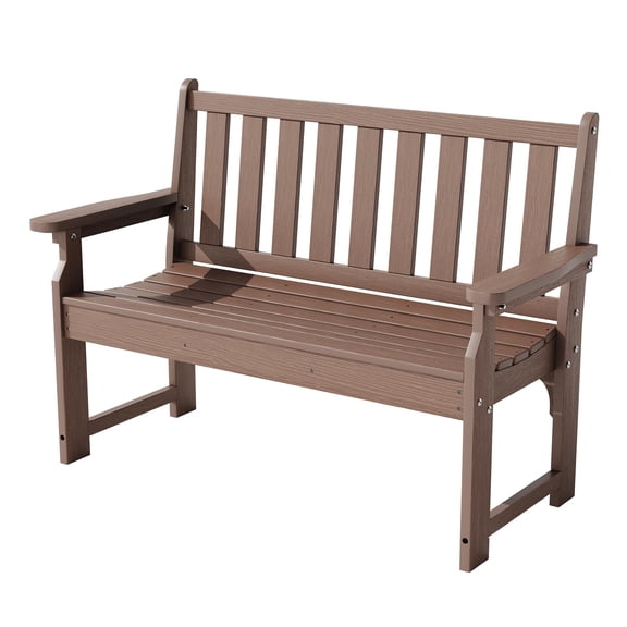 Heavy Duty 2-Person Outdoor Bench – 800lb Capacity – All-Weather Poly Lumber Patio Seating – Weather Resistant Durable Yard Furniture – Yuzu Color