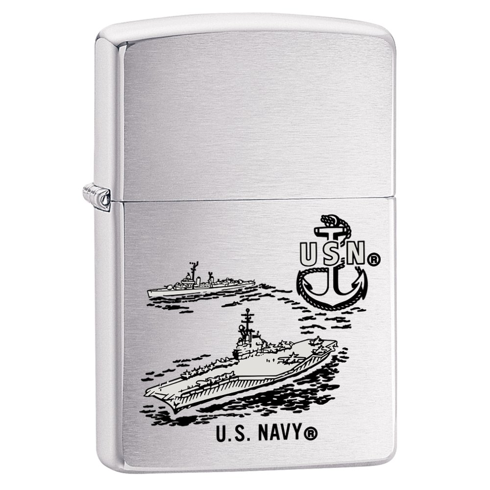 Zippo Lighter U.S. Navy Aircraft Carrier Brushed Chrome 80148