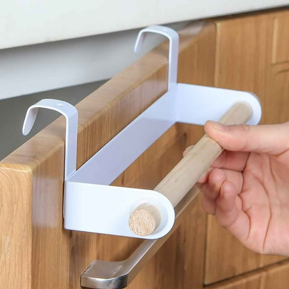 Kitchen Roll Paper Storage Rack Towel Holder Tissue Hanger Under Cabinet Door,1PCS,White