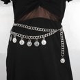 thumbnail image 3 of Alloy Waist Chain Body Chain For Women Waist Belt Coin Tassel Pendant Belly Chain Adjustable Body Harness For Jeans Dresses 2pcs, 3 of 5