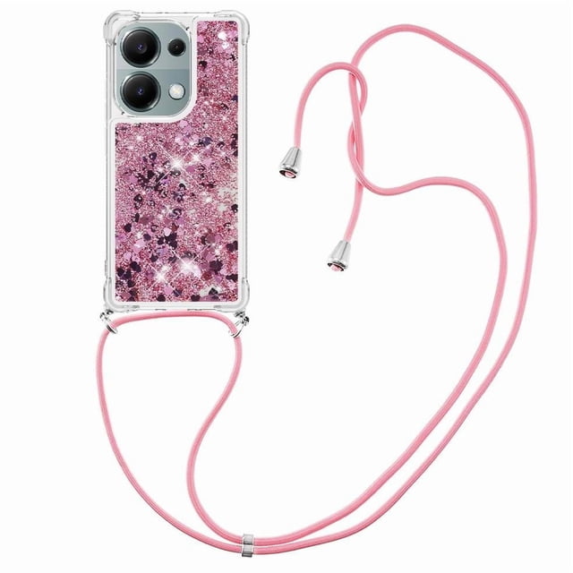 Funda FOXDOCK para Xiaomi Redmi Note 13 Pro 4G con Cuerda Ajustable, Brillo Líquido, Protección Antigolpes y Lente – Ideal para Regalo