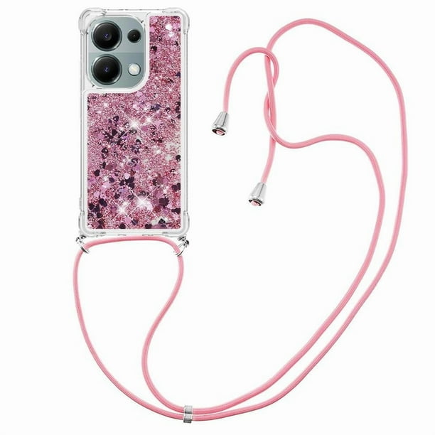 Funda FOXDOCK para Xiaomi Redmi Note 13 Pro 4G con Cuerda Ajustable, Brillo Líquido, Protección Antigolpes y Lente – Ideal para Regalo