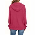 thumbnail image 4 of Nowekniz Women Henley Neck Hoodie Pullover Sweater, Long Sleeve Loose Zip Up Casual Sweatshirt with Drawstring Hood, Three Decorative Buttons and Kangaroo Pocket, 4 of 6