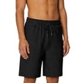thumbnail image 2 of Lenago Men's Shorts Shorts Men Men Short Men's Solid Color Elastic Waist Drawstring Pockets Beach Casual Shorts Black L, 2 of 9