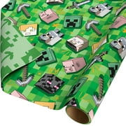 40 sq. ft. Reversible Minecraft Wrapping Paper for All Occasions (1 Roll, 30 in. x 192 in.)