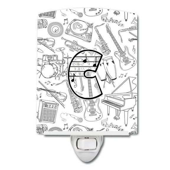 Caroline's Treasures CJ2007-CCNL Letter C Musical Note Letters Ceramic Night Light, 6x4x3", multicolor