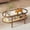 Brown, variant on General Rattan Coffee Table, 47.5" Rectangle Solid Wood Tea Table w/Tempered Glass Tabletop, Rattan Storage Shelf, 2-Tier Boho Coffee Tables, Farmhouse Center Table for Living Room (Black)