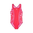 thumbnail image 1 of Speedo Girl's UV Protection Swimsuit One Piece Printed Splice Racerback - Bittersweet, Size 16, 1 of 2