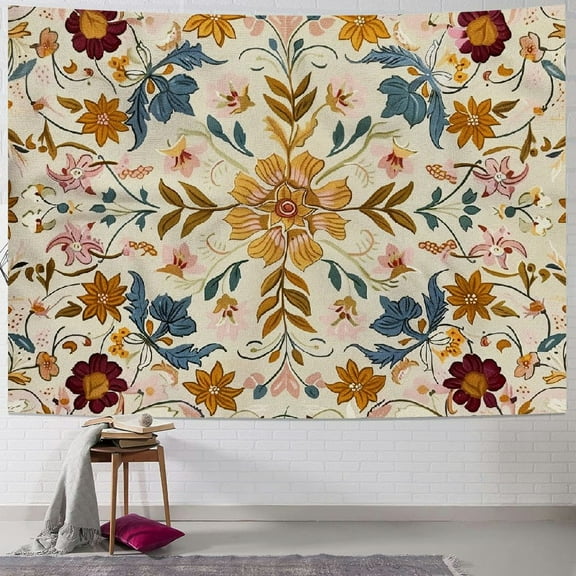 Shiartex  Wall Tapestry Bohemian - Floral Vine Wall Hanging Celestial Sun Moon and Star Tapestries Hippie Home Decor Boho Tapestry for Bedroom Aesthetic (Cream) 40x30inch
