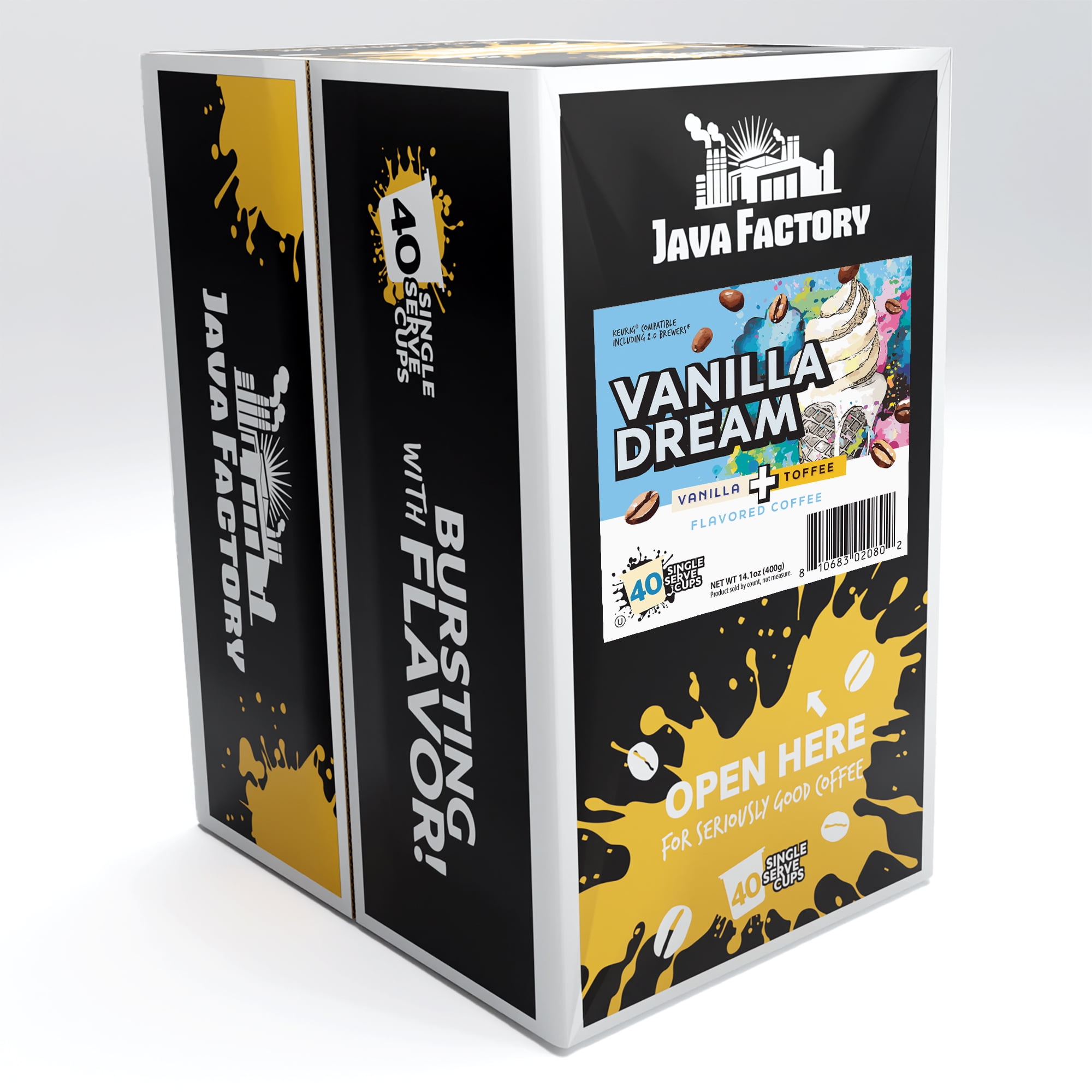 Java Factory Flavored Coffee Pods, Compatible with Keurig Brewers, Vanilla Dream 40-Pack