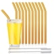 thumbnail image 1 of Paquete de 10 pajitas de vidrio reutilizables, pajitas de vidrio dobladas con 2 cepillos de limpieza, para batidos, jugos, 1 of 6