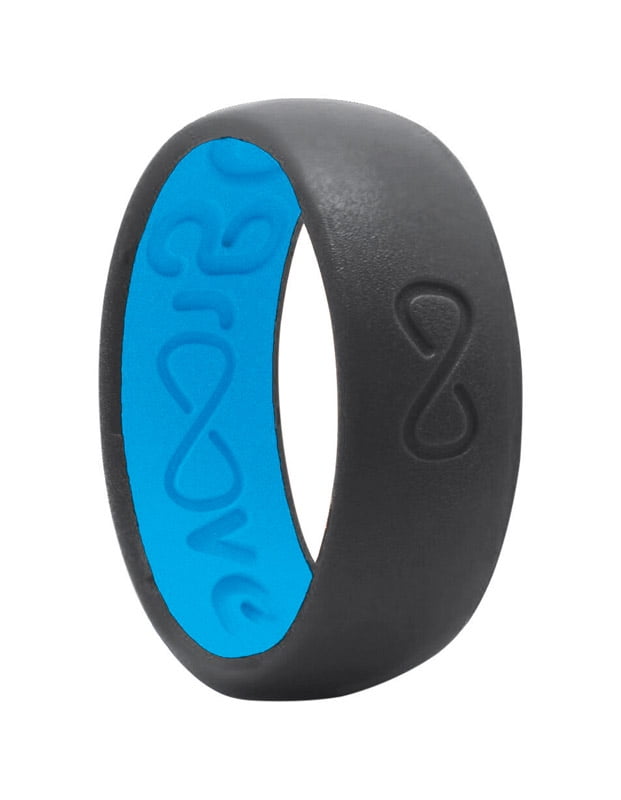 Unisex Deep Stone Gray/Blue Wedding Band Silicone Water Resistant Round