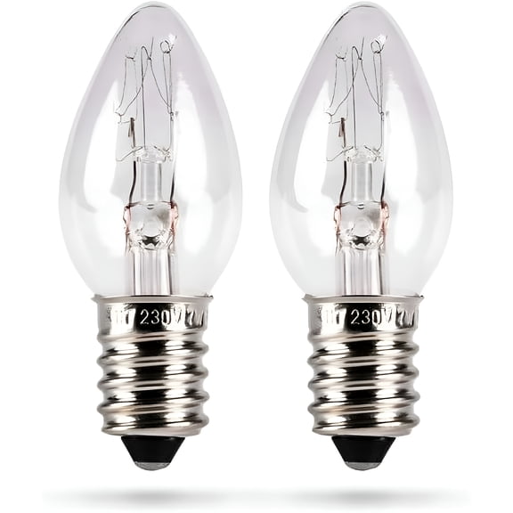 HIBIBUD 2-Pack 7W E14 Night Light Bulbs for Salt Lamps,Sewing Machines & Showcases Incandescent Bulbs - 40 Lumens Mini Bulbs