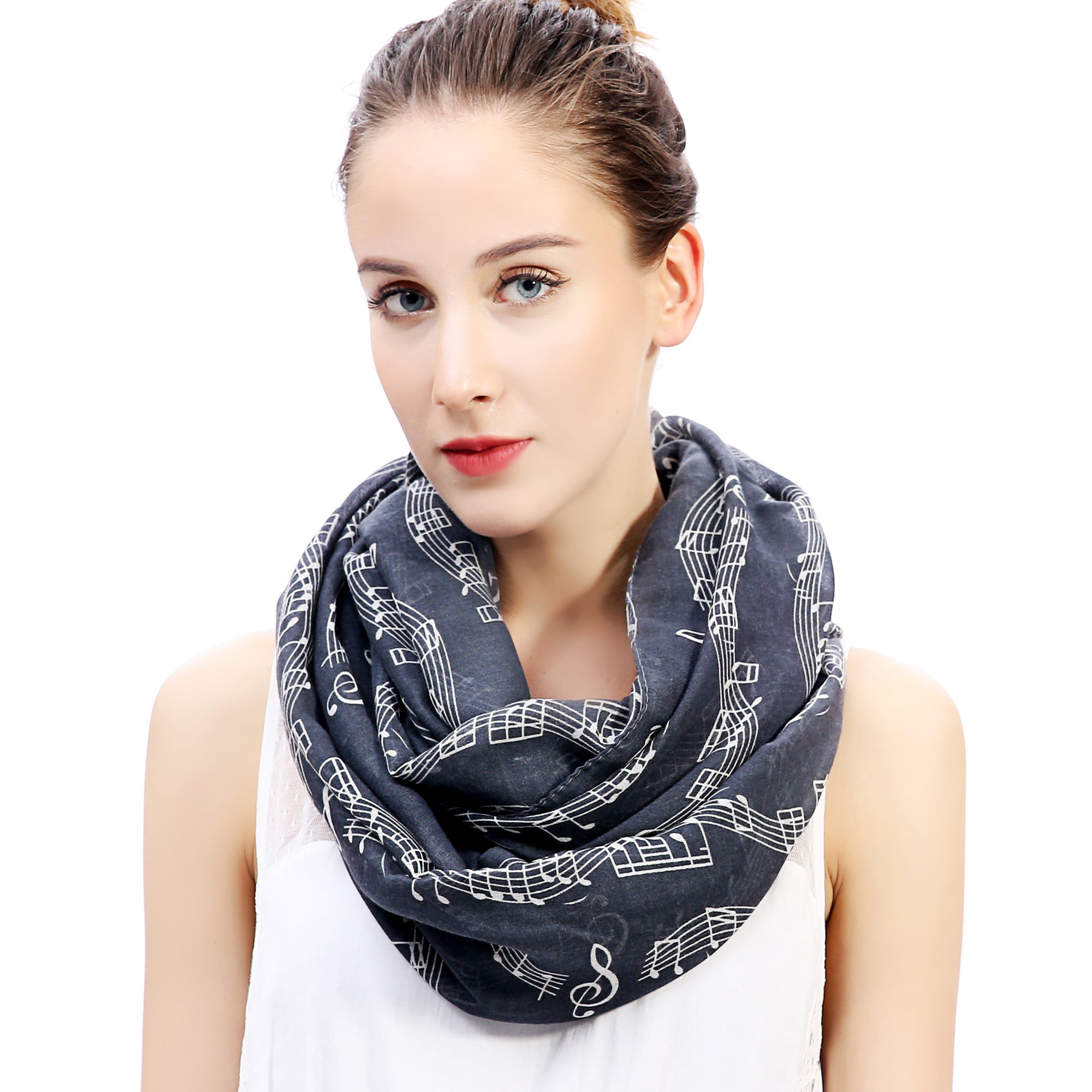 Navy and White Rabbit Bunny Print Infinity  Long Scarf