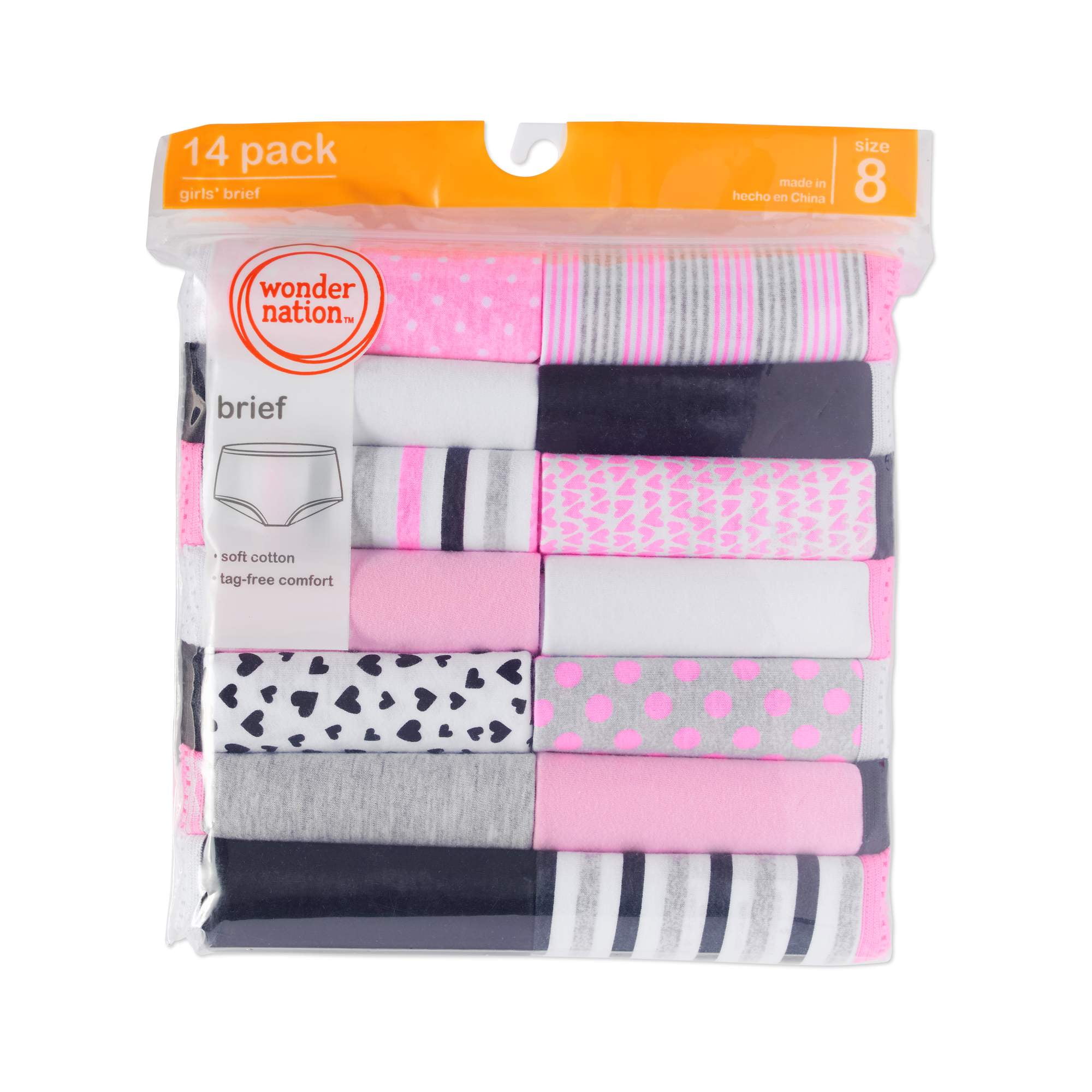 Wonder Nation Girls Brief Underwear 14-Pack, Sizes 4-18