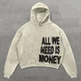 thumbnail image 3 of Sudadera con capucha holgada de gran tamaño con estampado de letras de burbuja estilo Harajuku retro Y2K para hombre, ropa de calle informal gótica para parejas, 3 of 5