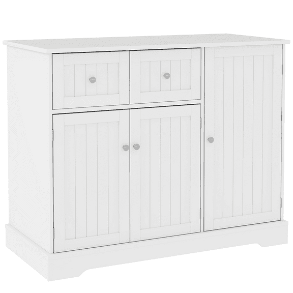 Beyamis Cat Litter Box Enclosure with Drawers & Storage, Includes Anti-Tip Kit, 39" x 18" x 31.5" Size, for Indoor Cats, White