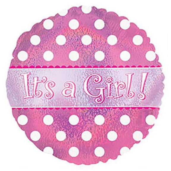 LOONBALLOON Baby Girl Balloons, 17″ IT'S A GIRL DOTS DAZZELOONS