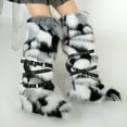 thumbnail image 4 of Women's Winter Warm Fluffy Faux Fur Knee High Snow Boots - Fashionable Cross Belt Buckle Boots, 4 of 5