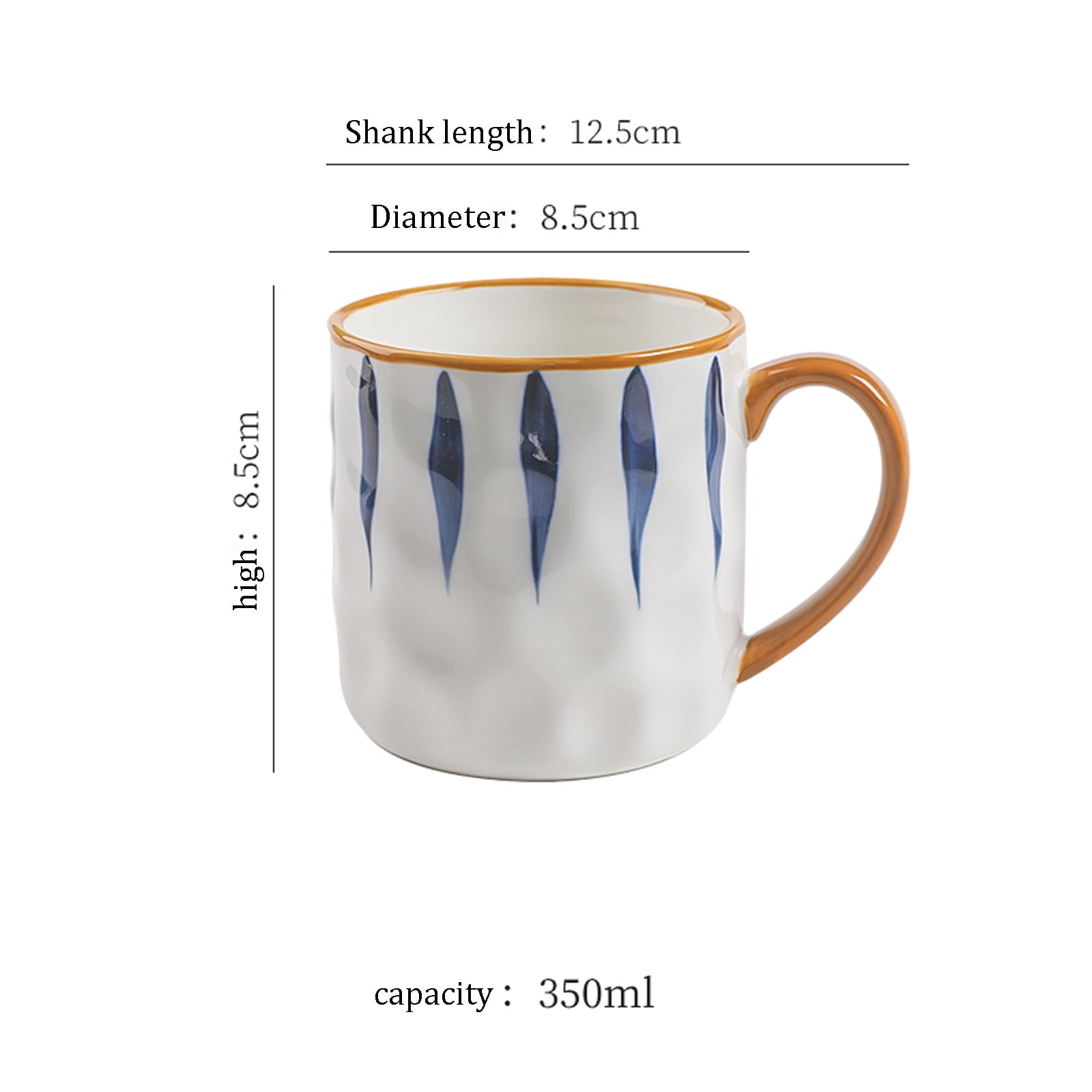 400ml Porcelain cup with handle, ceramic coffee cup, blue stripes coffee cup, ceramic cup with gold rim, espresso cups, for coffee, tea, milk, cappuccino