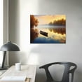 thumbnail image 3 of JEUXUS Lake Canvas Wall Art Decor: Nature Landscape Picture Boat Scenery Painting Print Relaxing Forest Water Artwork for Bedroom Living Room Home Office Decoration 20x16 inch, 3 of 4