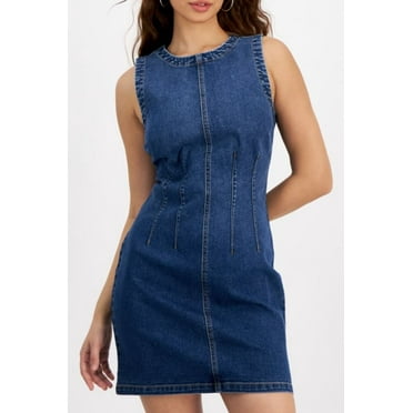 And Now This DARK WASH Women's Denim Sleeveless A-Line Dress, US Large