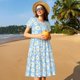 thumbnail image 4 of Balery Floral Daisy Vestidos sueltos de manga corta para mujer, vestidos de verano 2025, vestidos casuales de corte A con vuelo., 4 of 6